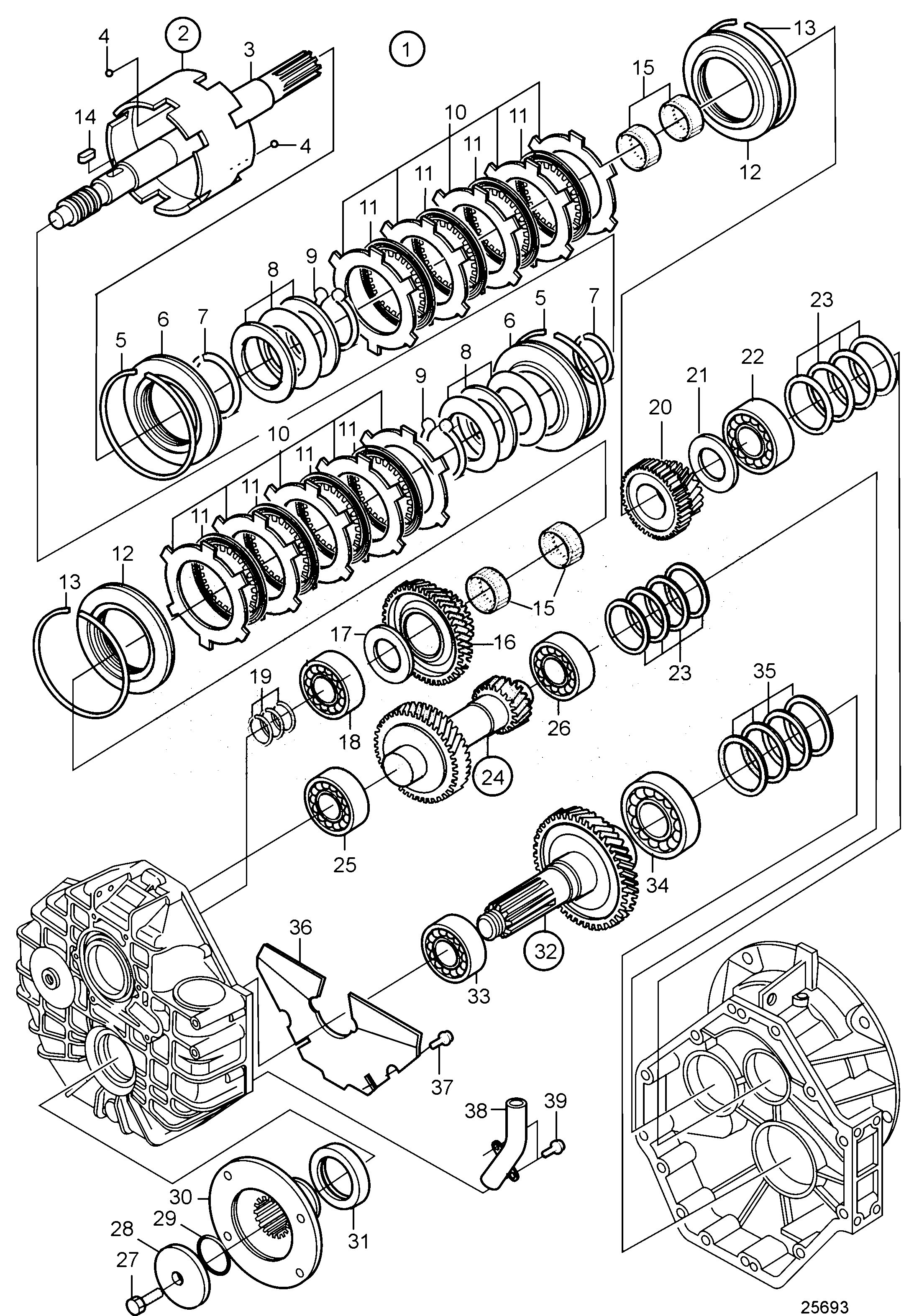 Схема узла Reverse Gear Hs63A-A, Components: Ratio 2.04:1