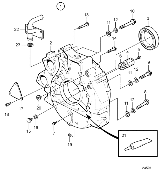 Схема узла Flywheel Housing: A Для Volvo Penta Tamd165C-A