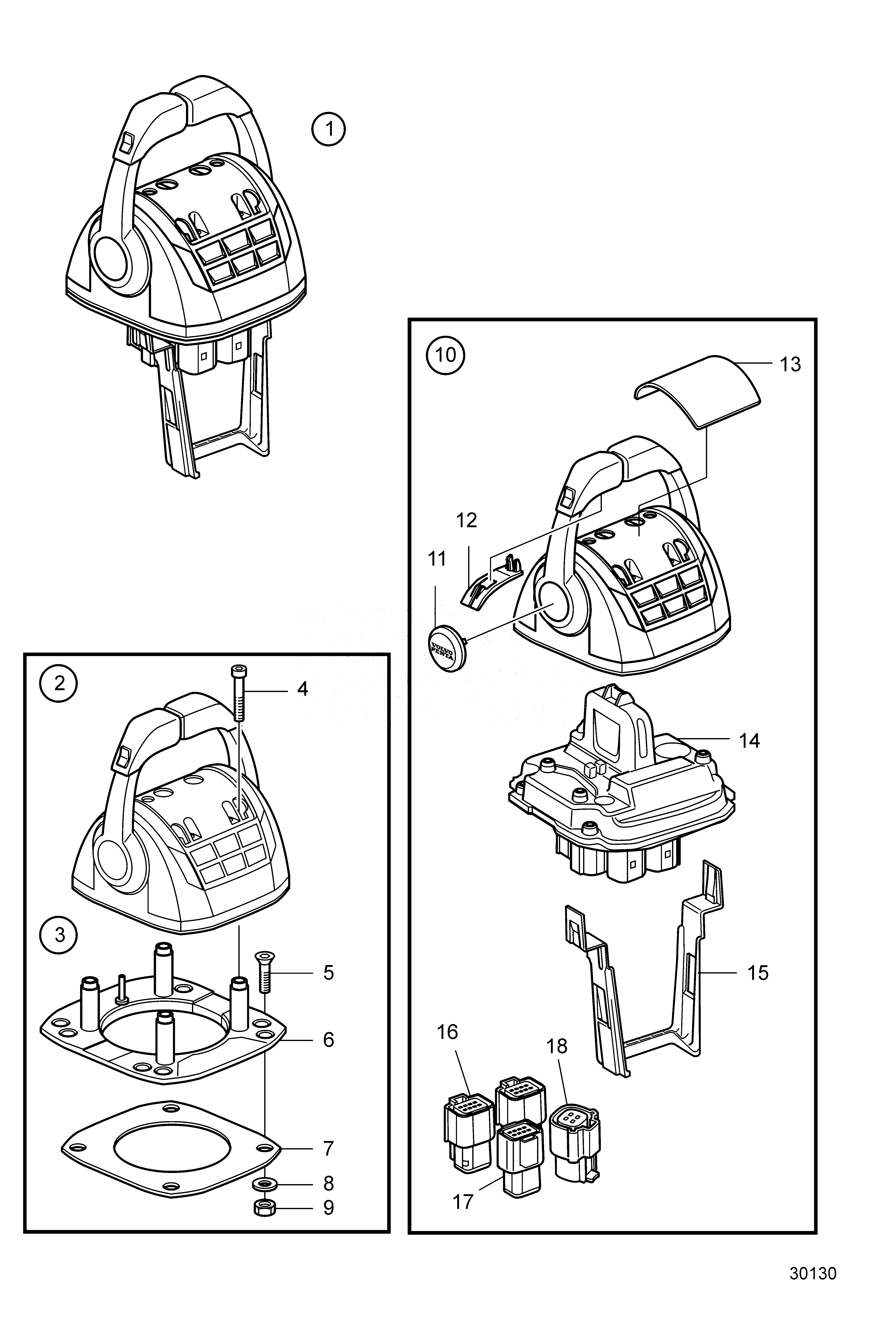 Схема узла Electrical Remote Control, Top Mounted, Twin Evc 2.0