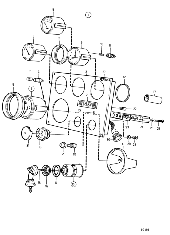 Схема узла Instrument Panel Standard Для Volvo Penta Tamd162A