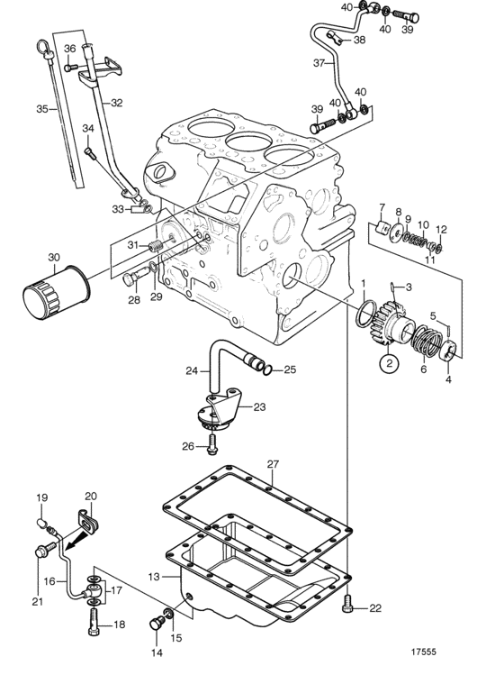 Схема узла Lubricating System Для Volvo Penta Md2040D