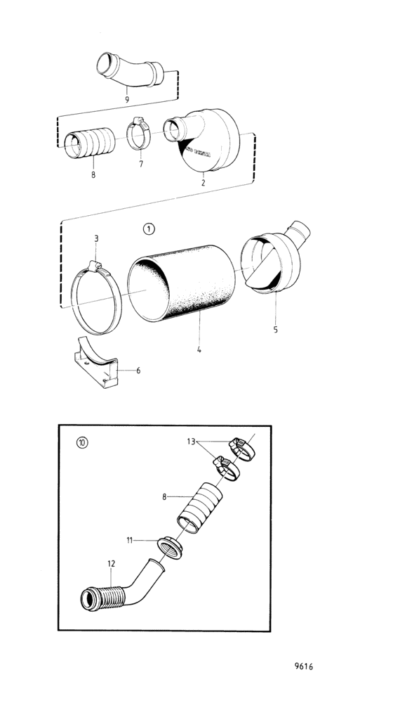 Схема узла Water Cooled Silencer And Exhaust Line Для Volvo Penta Md22L-B