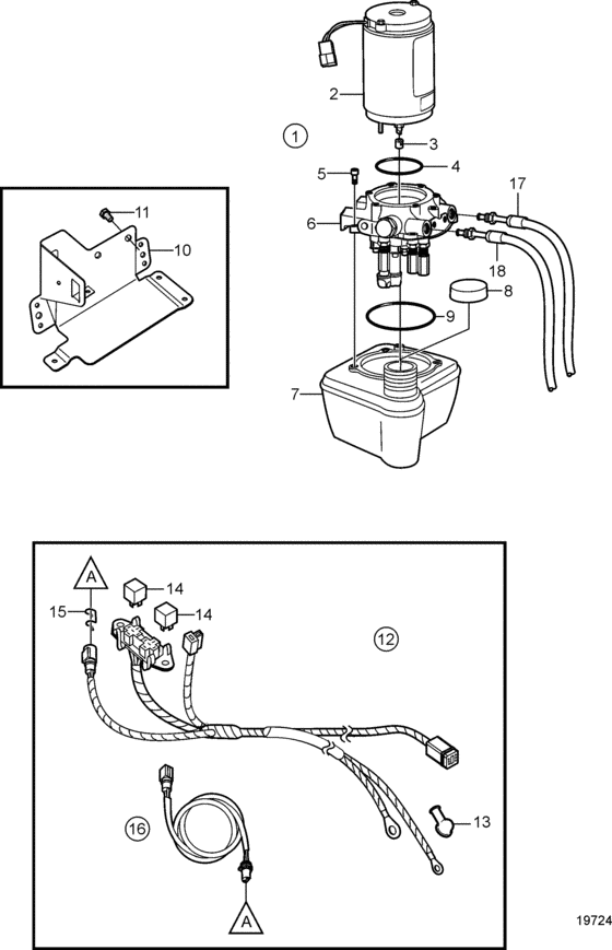 Схема узла Trim Pump Для Volvo Penta Dpr-A