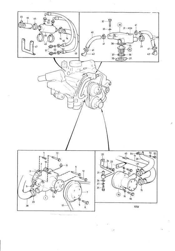 Схема узла Cooling System: A Для Volvo Penta Aq311A