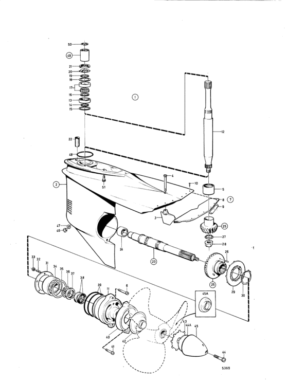 Схема узла Lower Gear Unit Aq Drive Unit 280, 280T: A Для Volvo Penta Bb115C