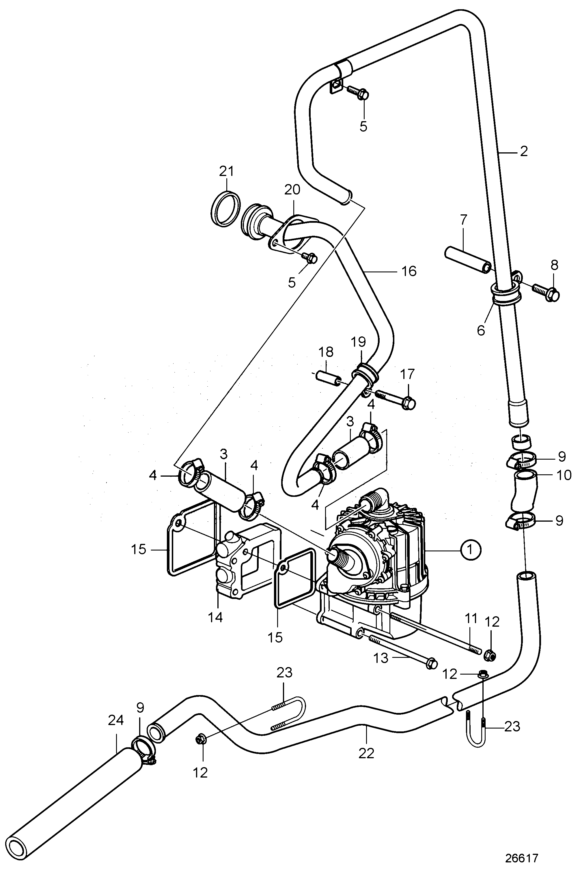 Схема узла Crankcase Ventilation, Open. Extended Outlet