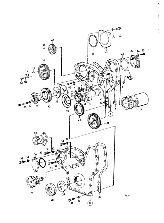 Схема узла Timing Gear Casing And Timing Gears Для Volvo Penta Tmd120B