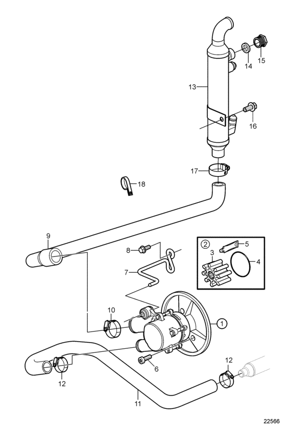 Схема узла Seawater Pump And Hoses Для Volvo Penta 8.1Gii-G