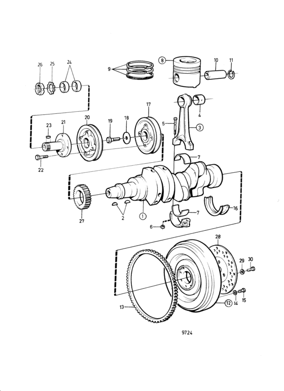 Схема узла Crankshaft And Related Parts Prm -Connection Для Volvo Penta 2003-Solas