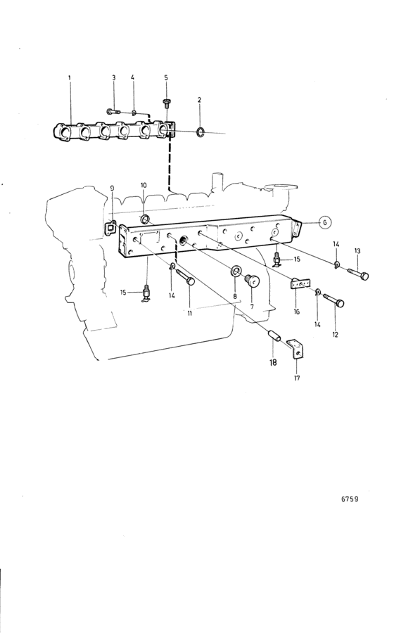 Схема узла Induction And Exhaust Manifold Для Volvo Penta Tmd120B
