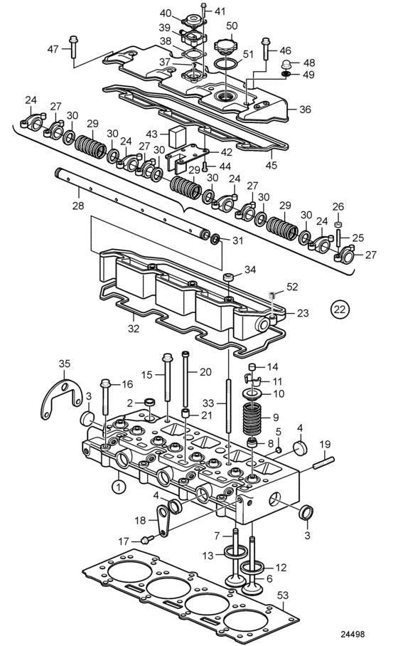 Схема узла Головка Цилиндра Для Volvo Penta D2-75F