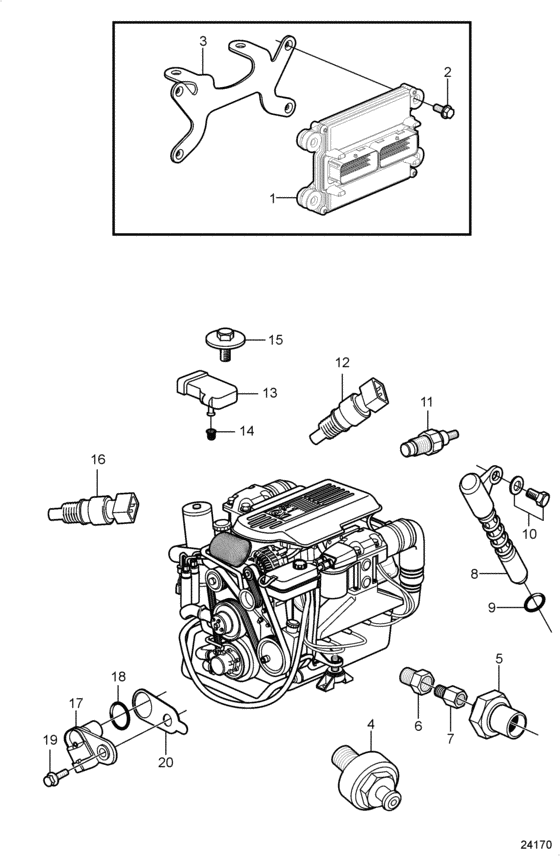 Схема узла Electronic Engine Control Для Volvo Penta 8.1Gxi-Jf