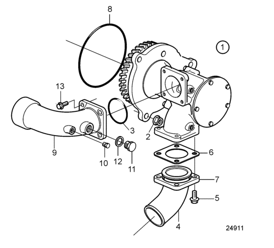 Схема узла Seawater Pump Для Volvo Penta D13B-A Mp