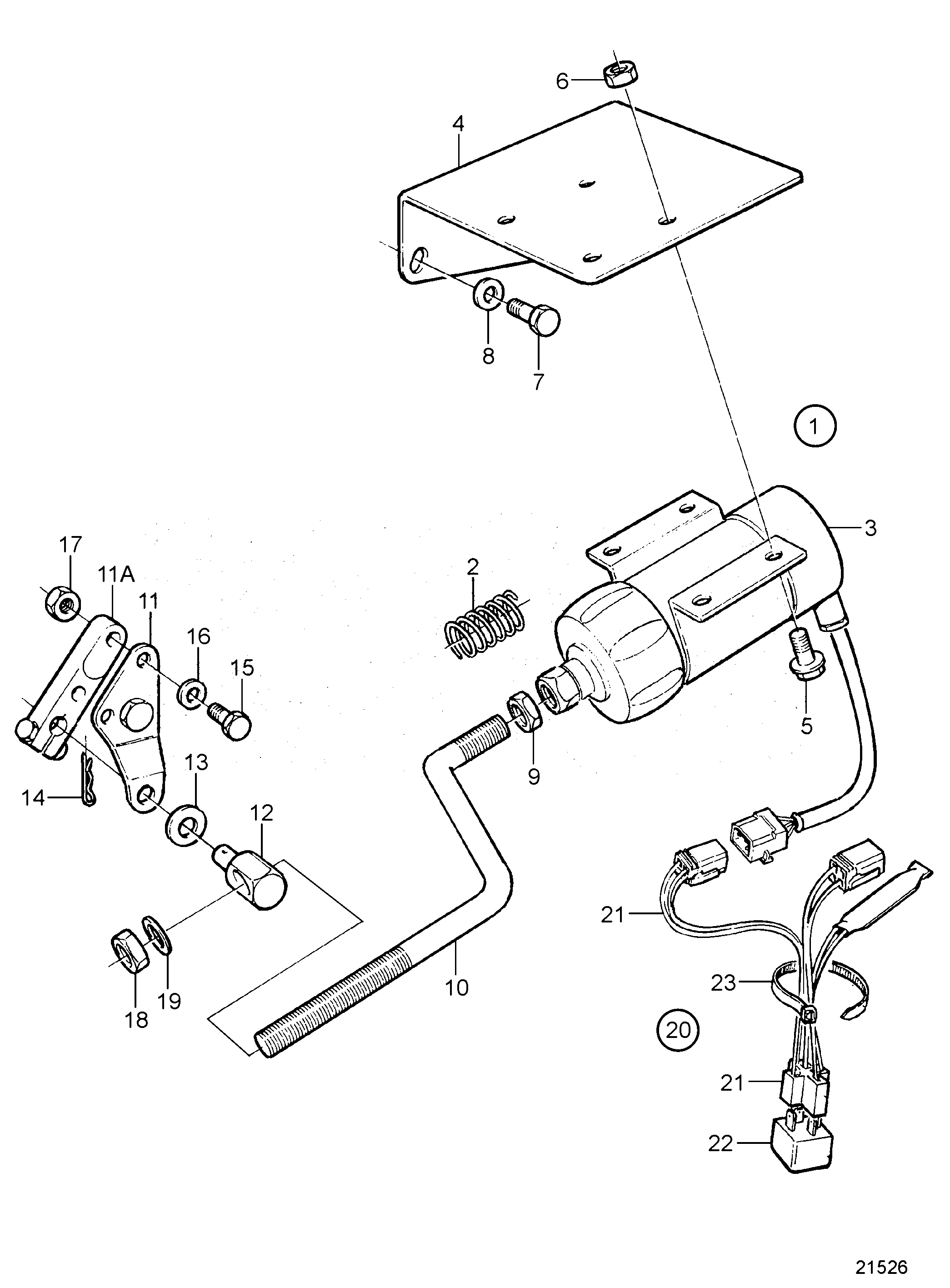 Схема узла Stop Solenoid 24V, Energized To Run. Earlier Prod