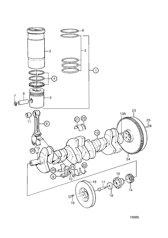 Схема узла Crank Mechanism Для Volvo Penta Tamd63L-A