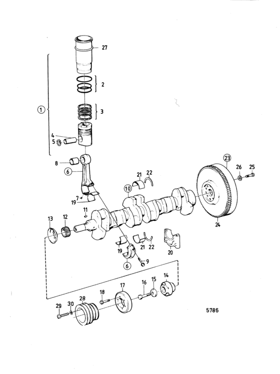 Схема узла Crankshaft And Related Parts: A Для Volvo Penta D100Bhc