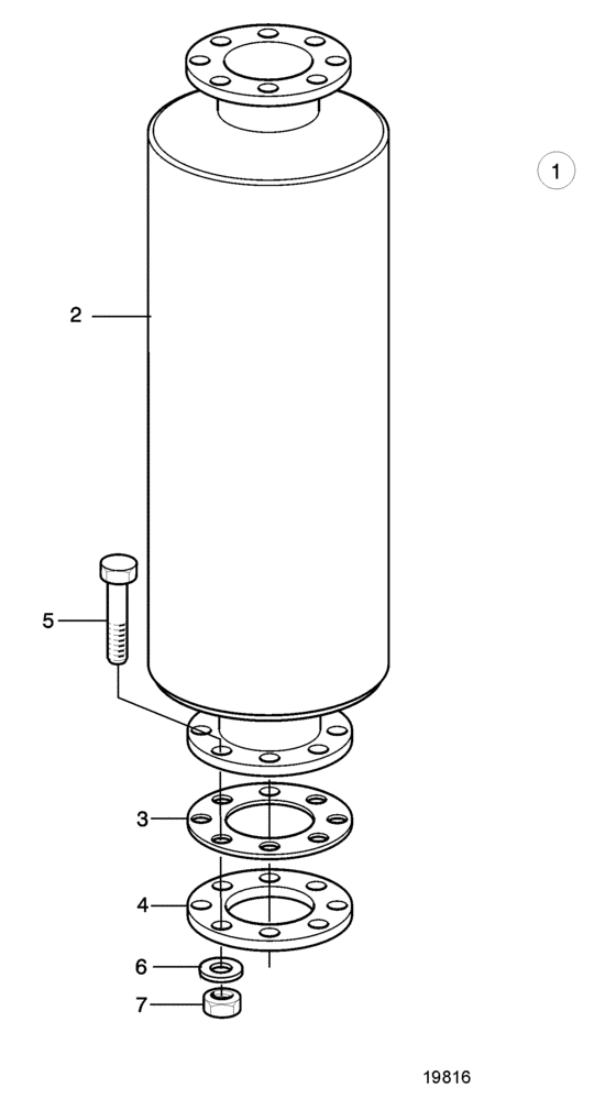 Схема узла Silencer Dry 5\'\'(127Mm) Для Volvo Penta D7A-A Ta