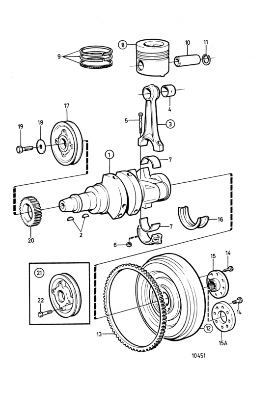 Схема узла Crankshaft And Related Parts: A Для Volvo Penta 2002