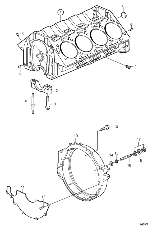 Схема узла Cylinder Block And Flywheel Housing Для Volvo Penta 8.1Ipsce-Mf