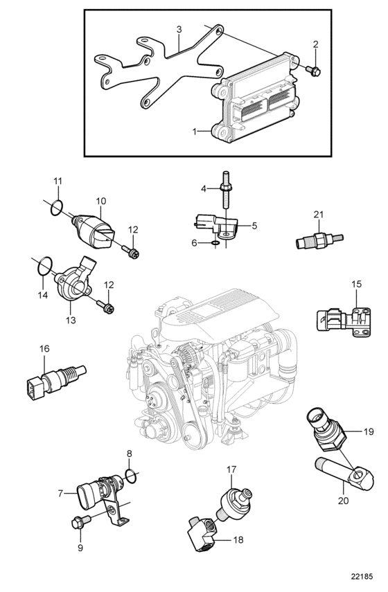 Схема узла Electronic Engine Control Для Volvo Penta 4.3Gxi-Ff