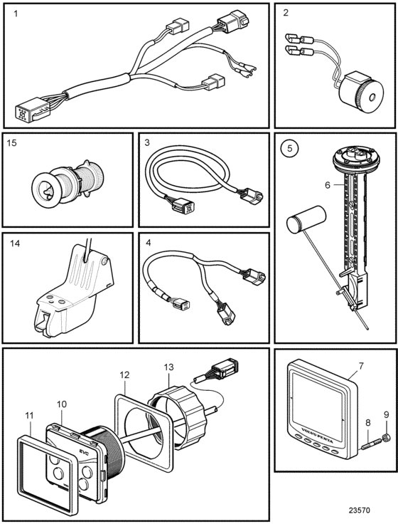 Схема узла Evc Control Unit And Cables D1-D2 Для Volvo Penta D1-13B