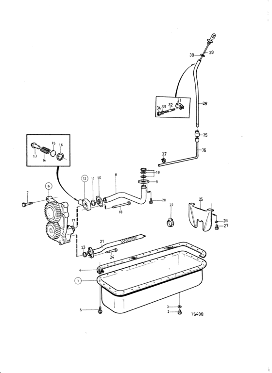 Схема узла Lubricating System: B Для Volvo Penta Kamd42B