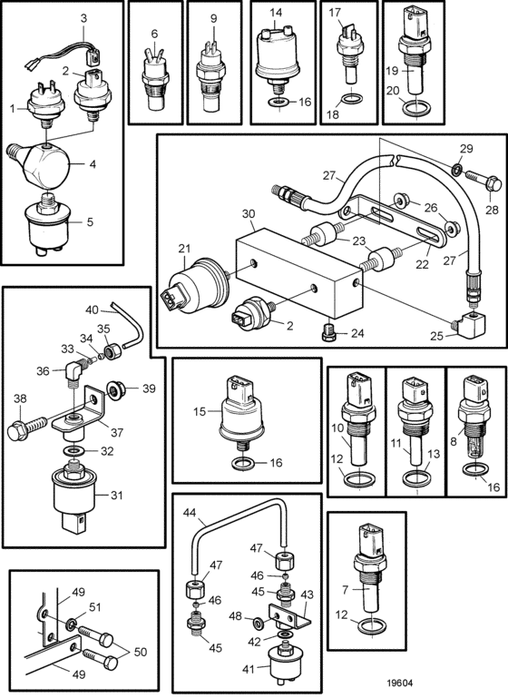 Схема узла Electrical Materials: B Для Volvo Penta Tamd122A