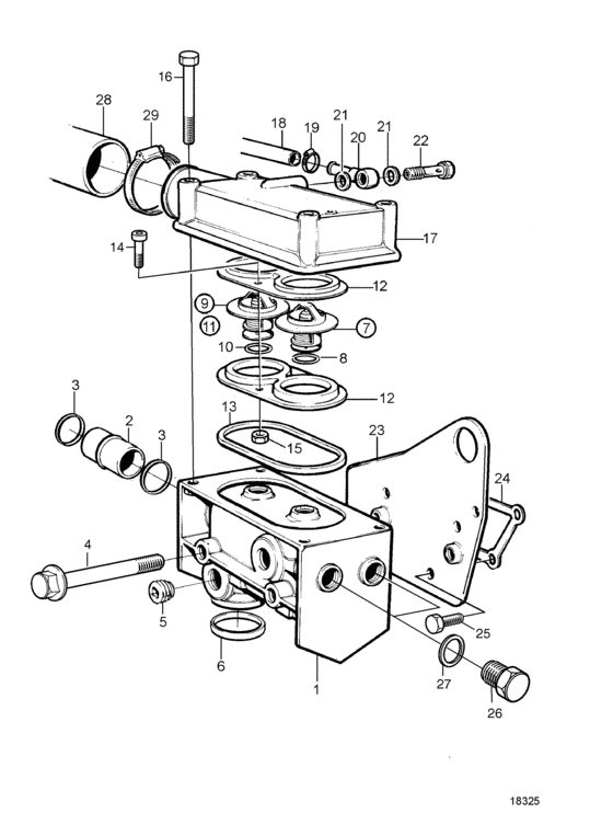Схема узла Thermostat Housing: A Для Volvo Penta Tamd42Wj-A