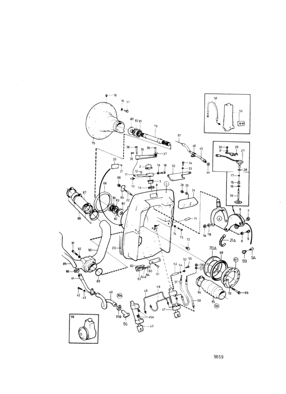 Схема узла Connecting Components Drive Unit Sp-A, Dp-A Для Volvo Penta Aq205A