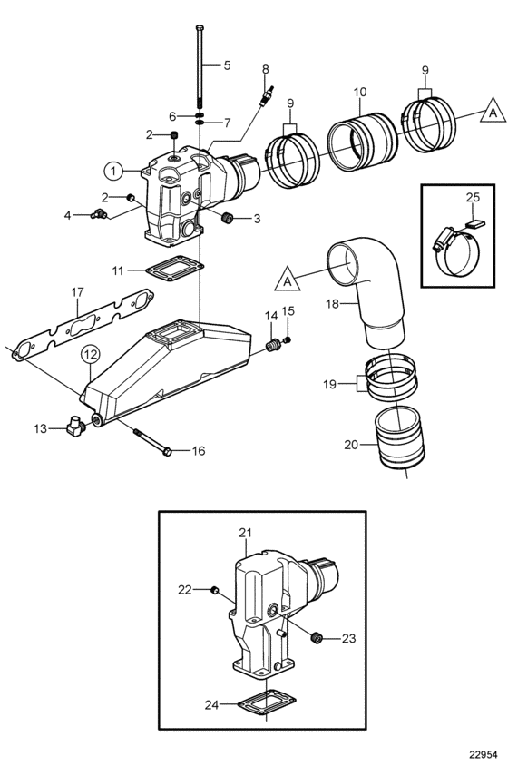 Схема узла Выхлоп Для Volvo Penta 5.7Gxii-C