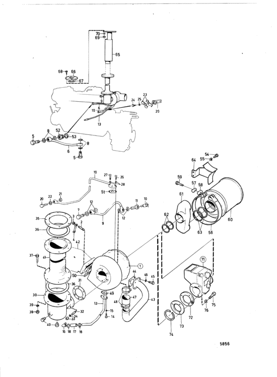 Схема узла Induction And Exhaust System Для Volvo Penta Tamd120B