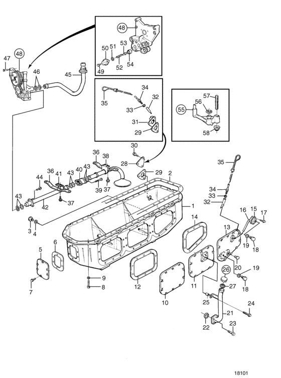 Схема узла Lubricating System With Deep Oil Sump Для Volvo Penta Tamd162C-C