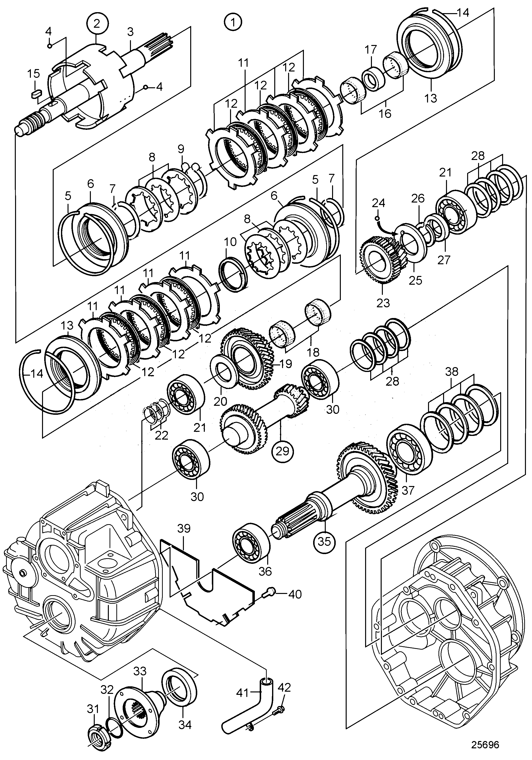 Схема узла Reverse Gear Hs25A-A, Components: Ratio 2.71:1