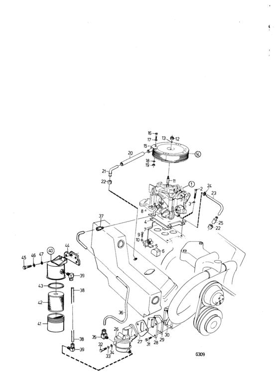 Схема узла Fuel System: A Для Volvo Penta Aq225C