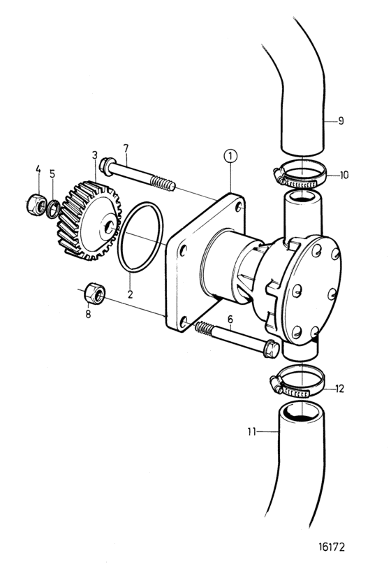 Схема узла Sea Water Pump: A Для Volvo Penta Md2010C