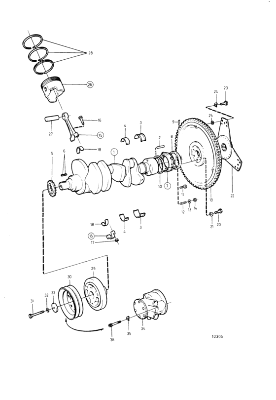 Схема узла Crankshaft And Related Parts Для Volvo Penta 432A