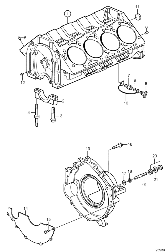 Схема узла Cylinder Block And Flywheel Housing Для Volvo Penta 8.1Gxie-J