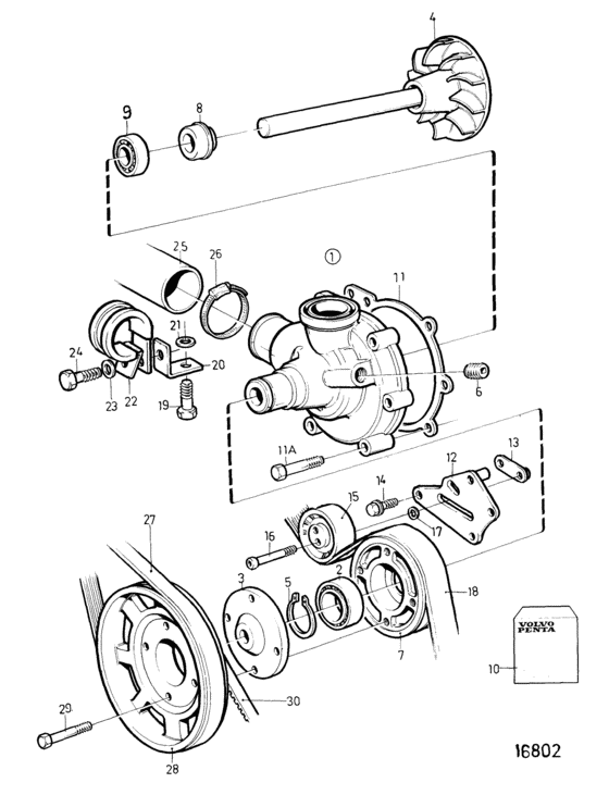 Схема узла Водяной Насос Для Volvo Penta Kamd42P-A