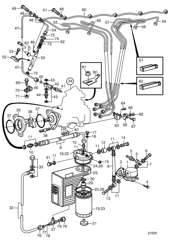 Схема узла Fuel System: B Для Volvo Penta Kamd44P-B