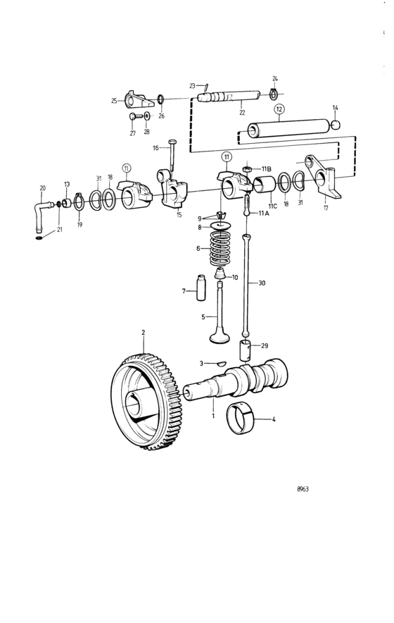 Схема узла Camshaft And Valve Mechanism Для Volvo Penta 2001