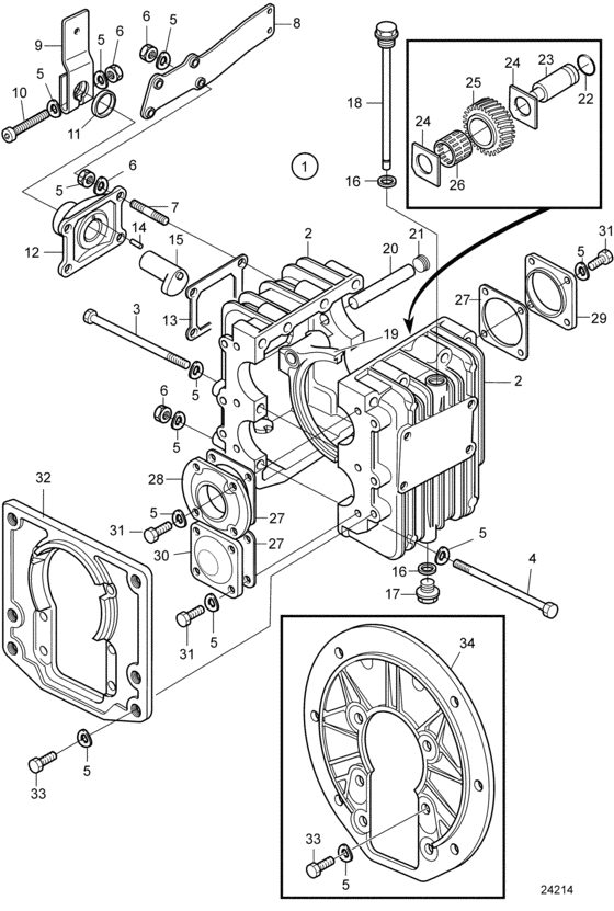 Схема узла Reverse Gear Ms10A: Ratio 2.72:1 Для Volvo Penta Ms10A-A