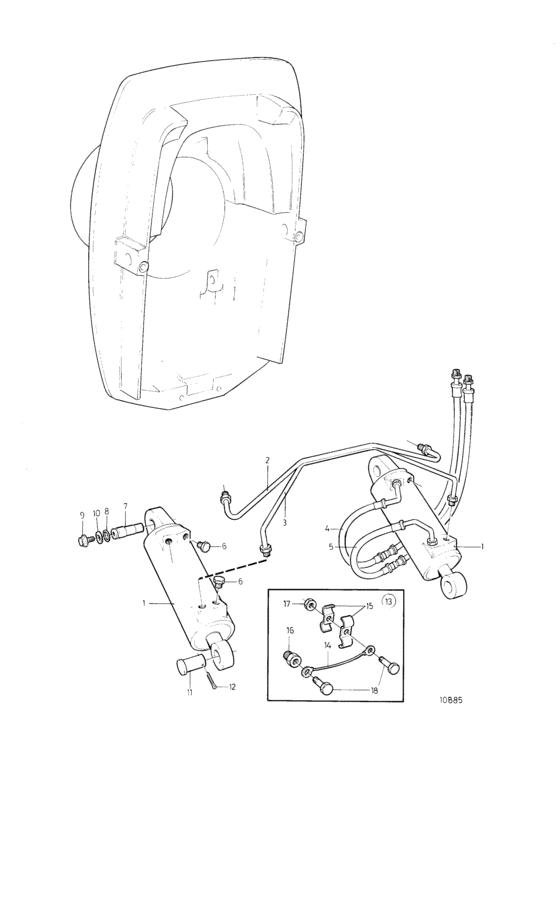 Схема узла Hydraulic Cylinders And Ground Cable Kit Для Volvo Penta 230A