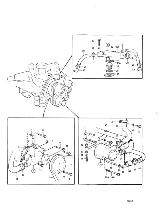 Схема узла Cooling System: 225B Для Volvo Penta Bb225B