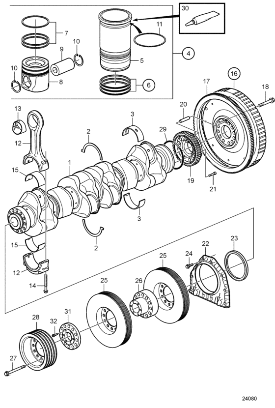 Схема узла Crank Mechanism Для Volvo Penta D11A-B