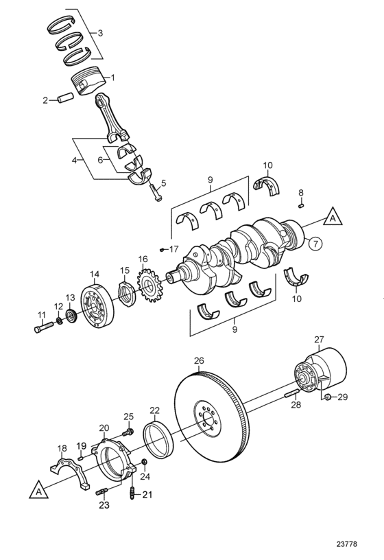 Схема узла Crankshaft And Related Parts Для Volvo Penta 4.3Gl-G