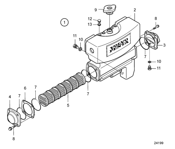 Схема узла Heat Exchanger, Components Для Volvo Penta D7A-B Ta