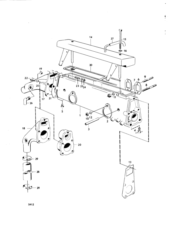 Схема узла Induction- And Exhaust Manifold: Md21B/110S Для Volvo Penta Aqd21B