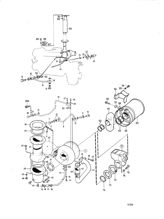 Схема узла Induction And Exhaust System: A Для Volvo Penta Tad120Ahc
