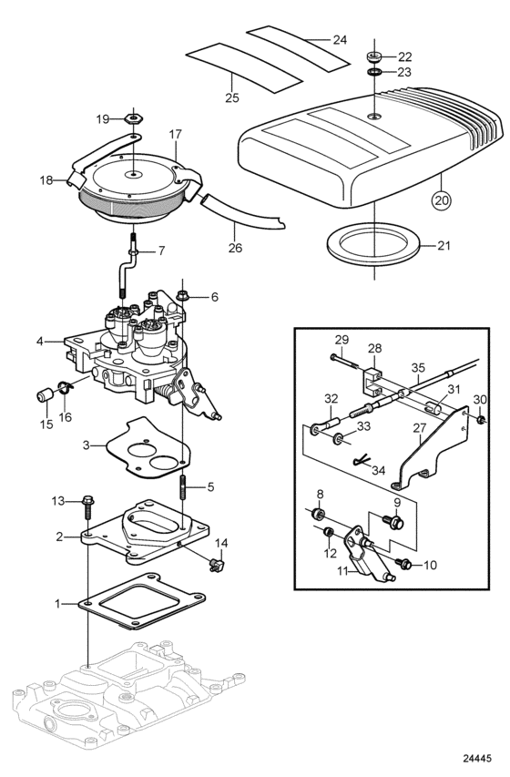 Схема узла Throttle Body And Engine Cover Для Volvo Penta 4.3Giplkdce