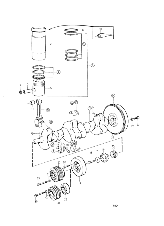 Схема узла Crank Mechanism: Tamd122A Sn Xxxxxxxxxx/ 226543- Для Volvo Penta Tmd122A